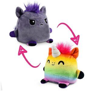 TeeTurtle Reversible Plushmate Happy Unicorn Mad Horse 5" Tall Magnetic Hands